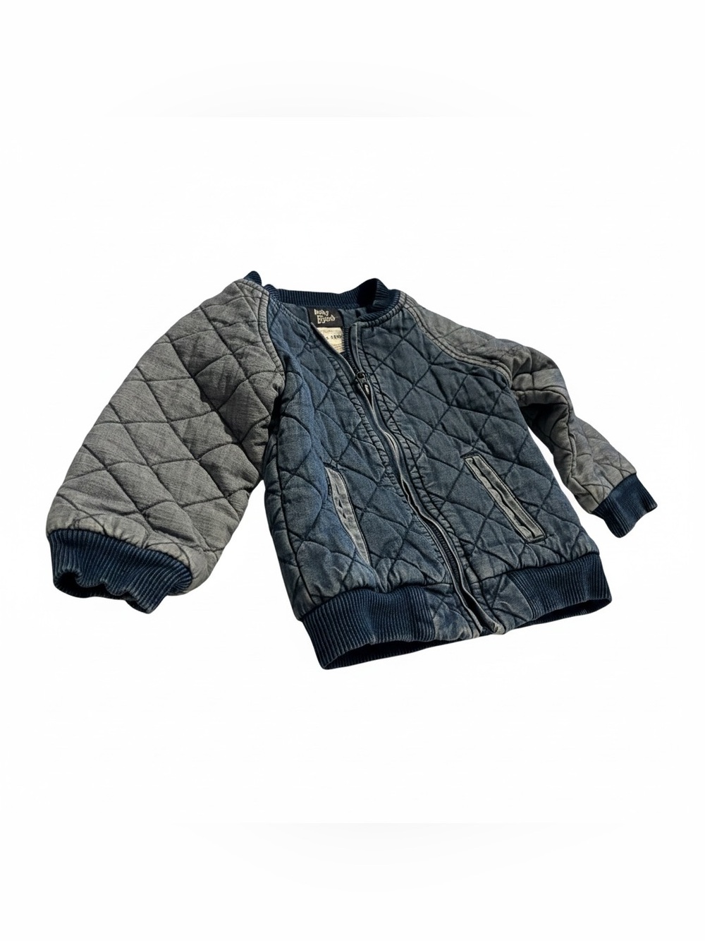 GAP Quilted Navy Blue and Gray Kids Bomber Jacket